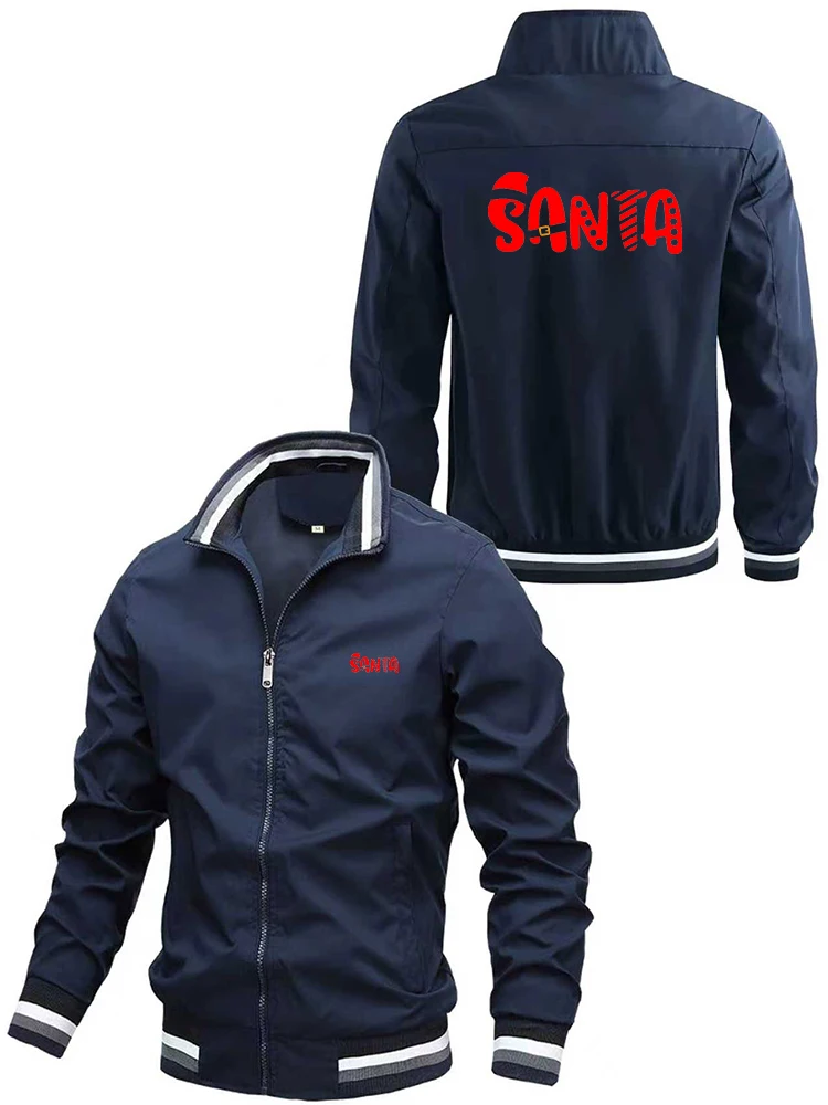 

SANTA Letter Printed Jacket for Men's Spring/Autumn 2025, a high-quality and fashionable sporty outdoor men's coat