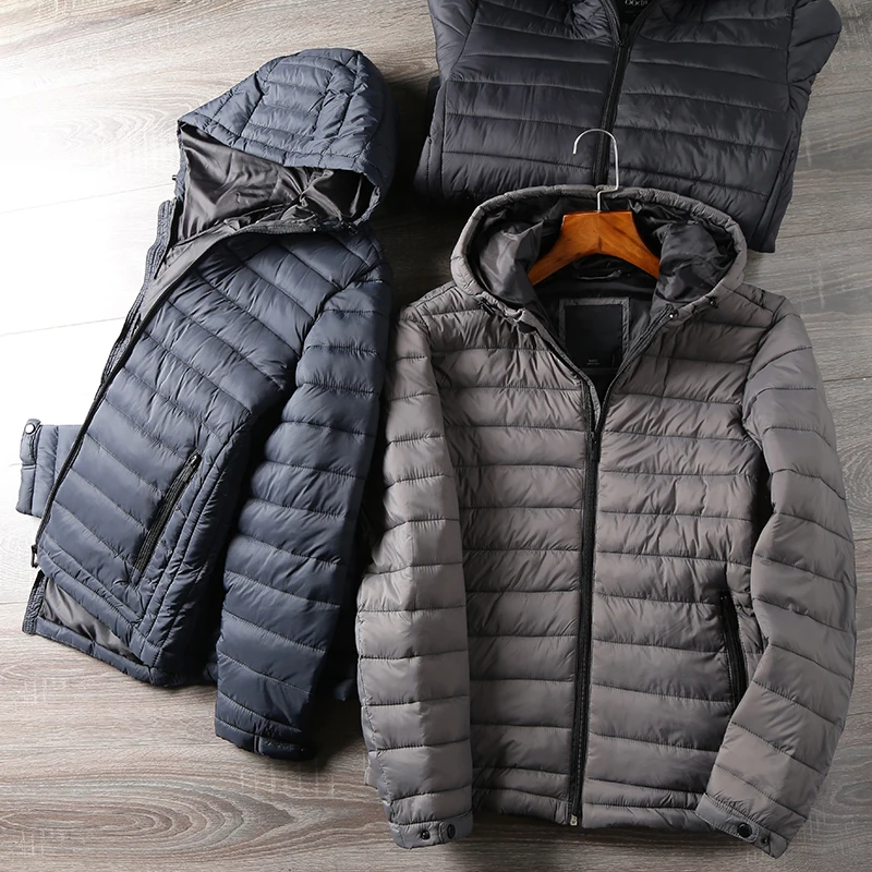 

Легкая теплая куртка из высококачественного хлопка для мужчин, повседневная, с капюшоном, цветная, модная, городская, приталенного кроя