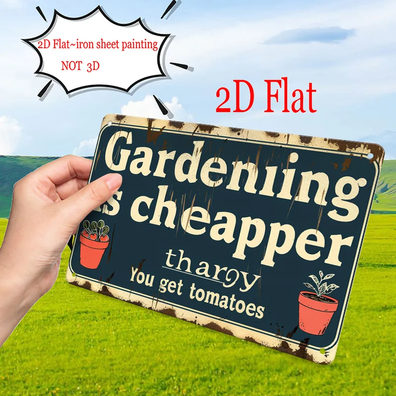 Gardening Theme Retro Style Iron Metal Sign, , Featuring 