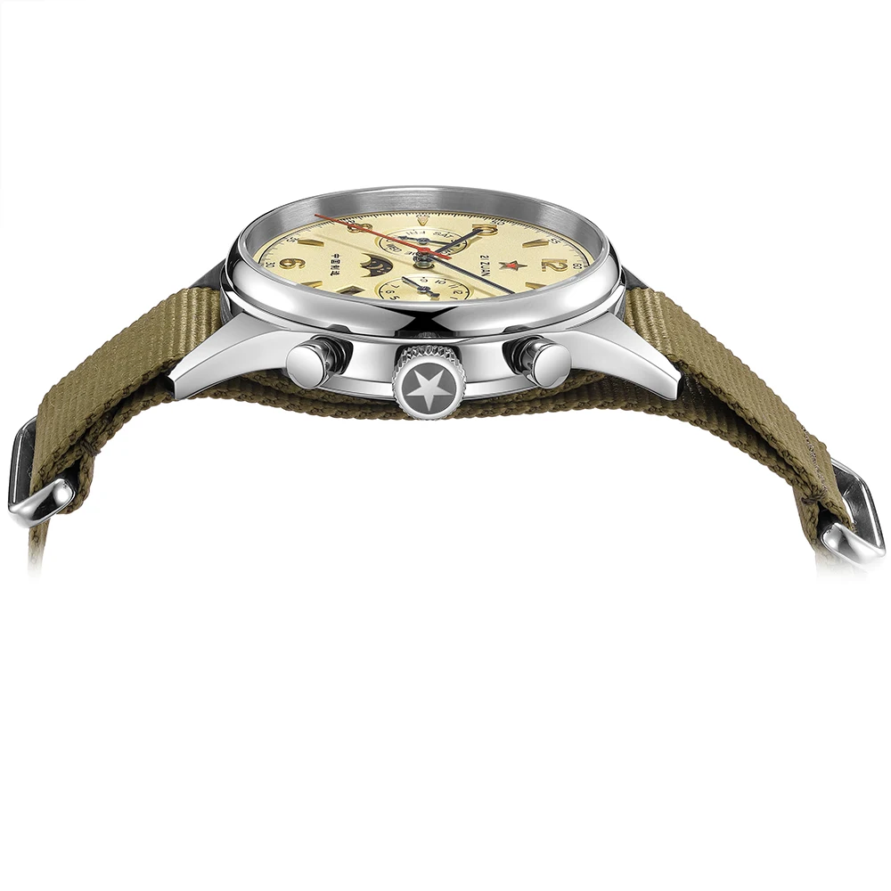 SEAKOSS 1963 Seagull ST1654 Automatic Movement Mechanical Wristwatch 24H Display Air Force Aviation Pilot Calendar Mens Watches