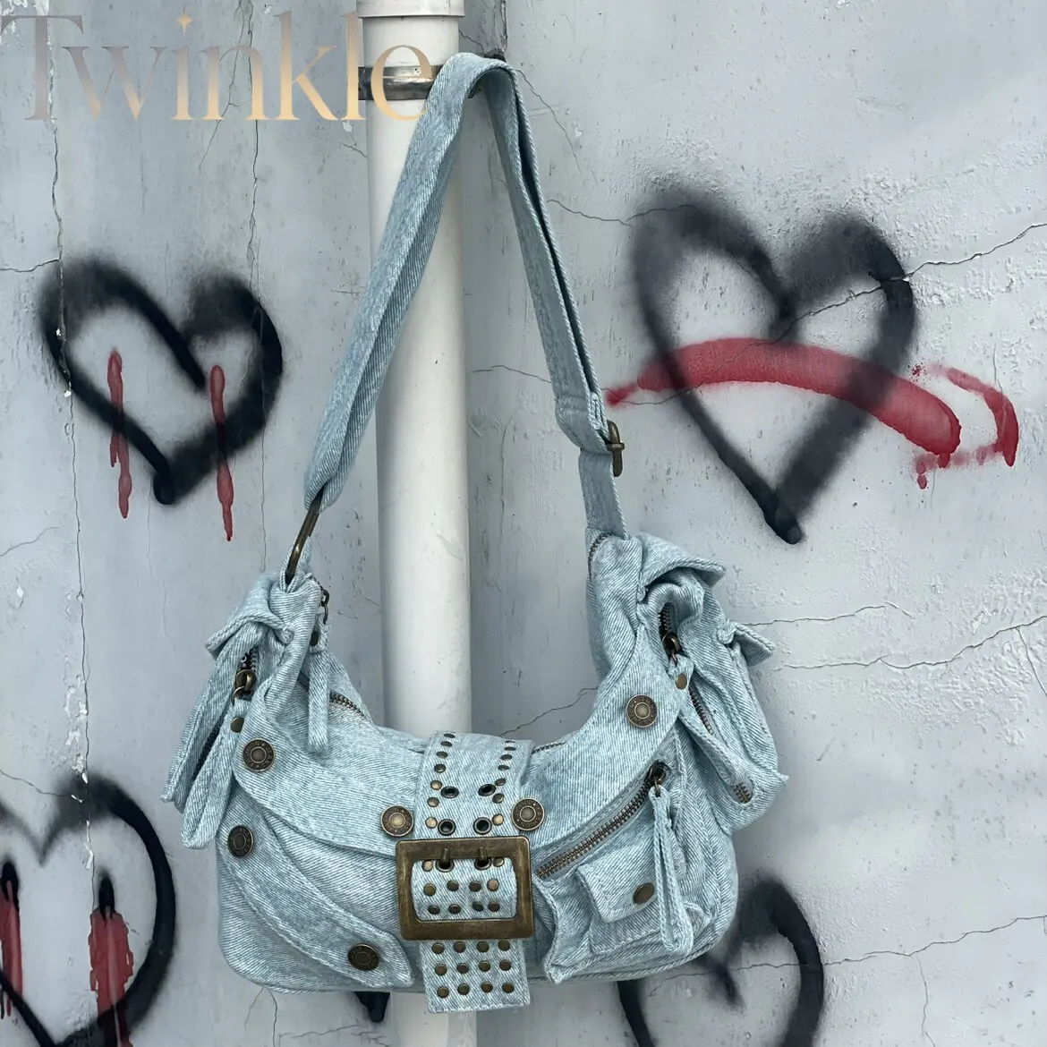 Shoulder Bag Large Capacity Motorcycle Y2K  Style Underarm Bag Crossbody Bag Versatile Handbag