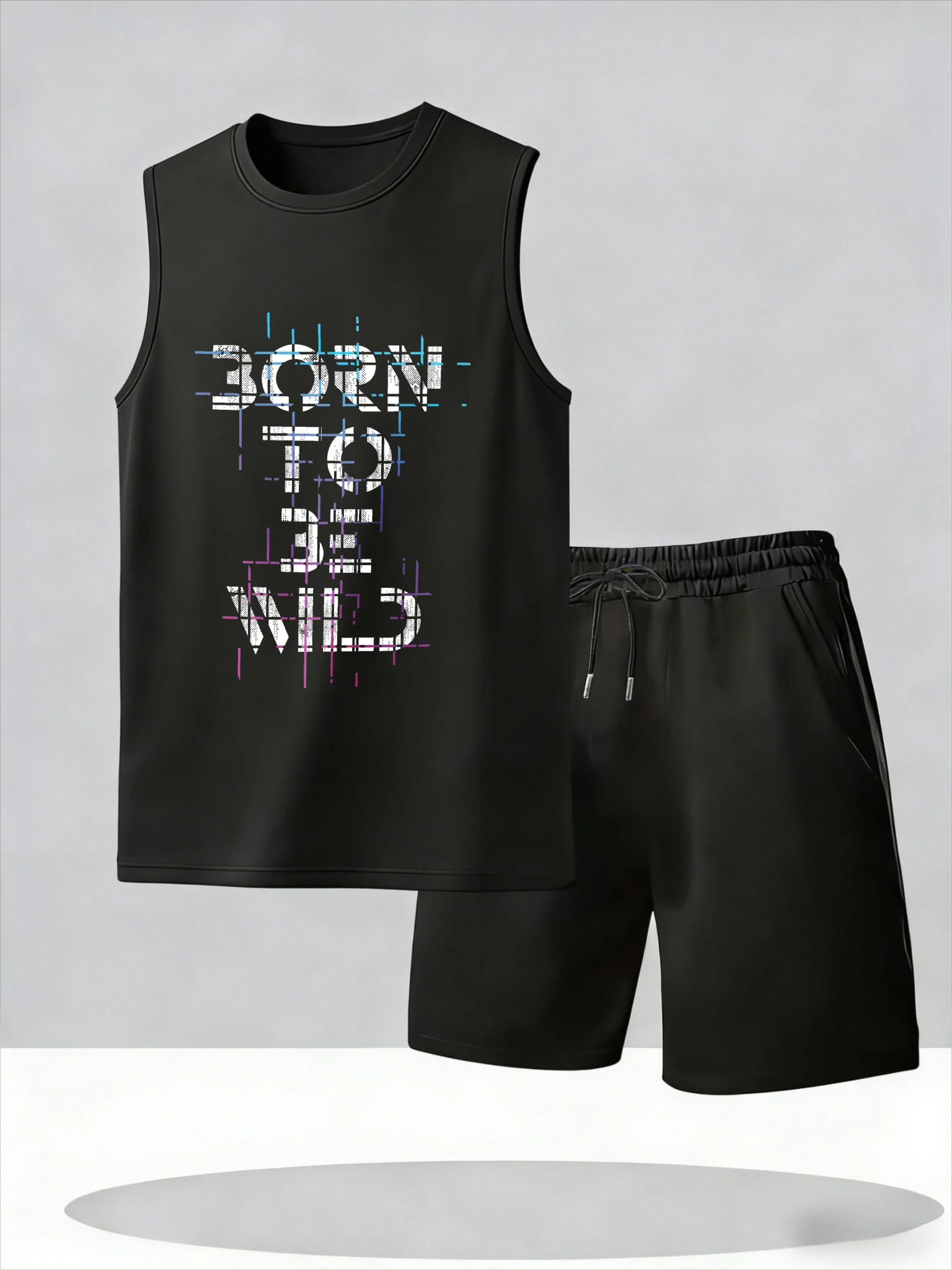 

Men's Tank Top Sets 2026 Summer Thin Quick Dry crewneck Breathable Two-piece sets seaside oversize beach sports men's chandals