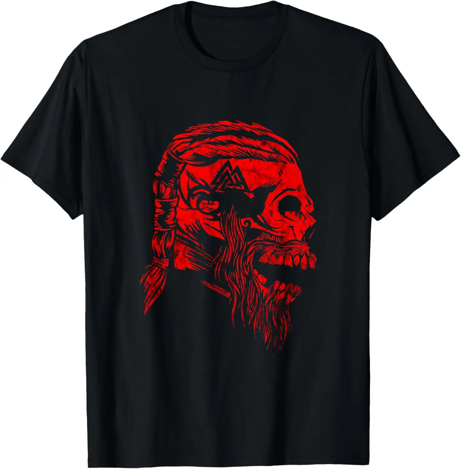 

Nordic Warrior Skull Odin Valhalla Valknut Symbol T-Shirt 100% Cotton O-Neck Short Sleeve Summer Casual Mens T-shirt Streetwear