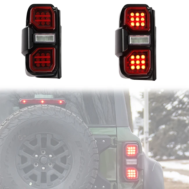 

LUMA Red Lens Taillight Taillamp Assemblies Raptor Style LED Tail Lights for Ford Bronco 2021 2022 2023 2024 Accessories