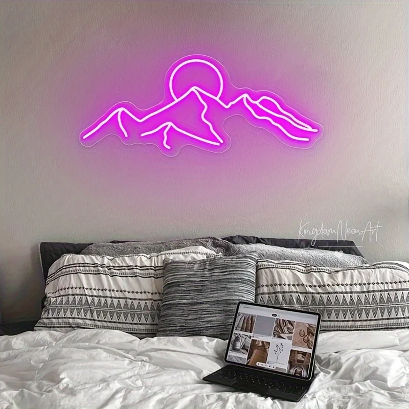 Mountain Neon Sign Light-Colorful Sunset LED Decoration with Switch Control-for Bedroom, Living Room, Hotel Wall Decoration