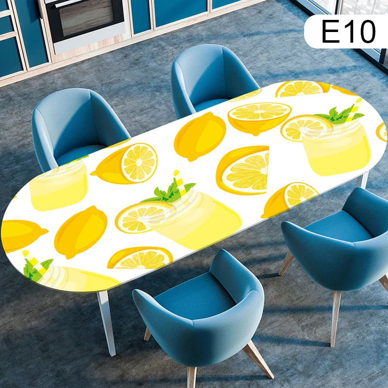 Oval Elastic Tablecloth Plants Printing Waterproof Oil-Proof Home Decor Dining Table Cloth Outdoor Camping Picnic Table Cover