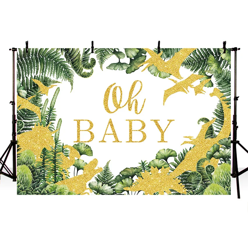 Mehofond Oh Baby Gold Bats Backdrop for Baby Shower Portrait Safari Tropical Forest Photography Background Photo Studio Banner