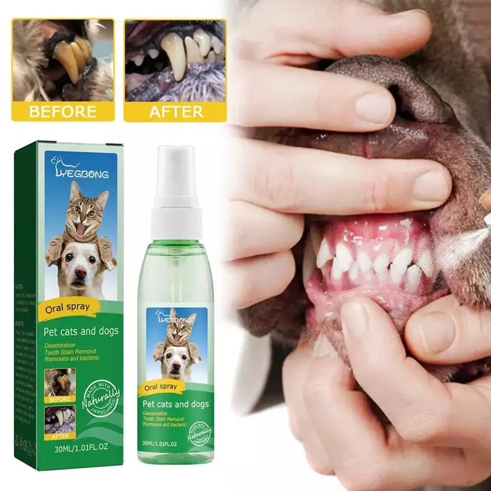 Gel réparateur buccal haut de gamme pour animaux de compagnie, désodorisant pour mauvaises dents, spray pour la plaque dentaire, dissolvant buccal, soins propres, livres, nouveau, 30ml, O4K6