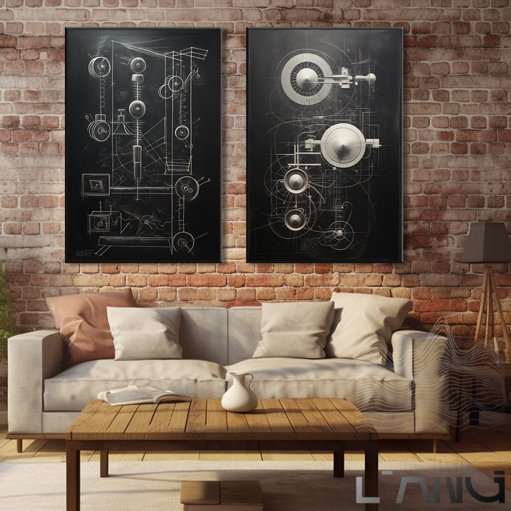 Mechanical parts Wall pictures Antique posters Abstract installation Canvas Painting Chalk painting Art Prints Wall art