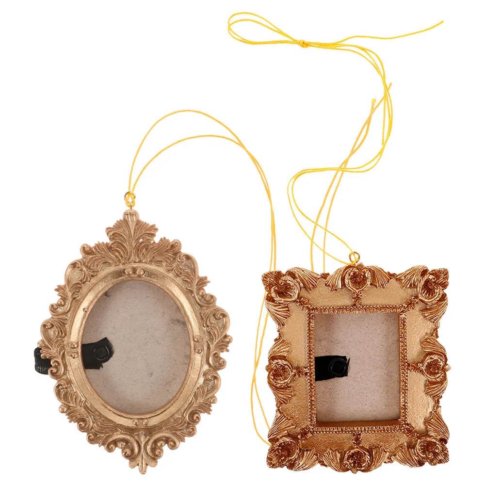 

2Pcs Christmas Tree Photo Frame Hanging Ornament Resin 3D Wall Decoration Holiday Picture Frame Christmas Tree Ornaments