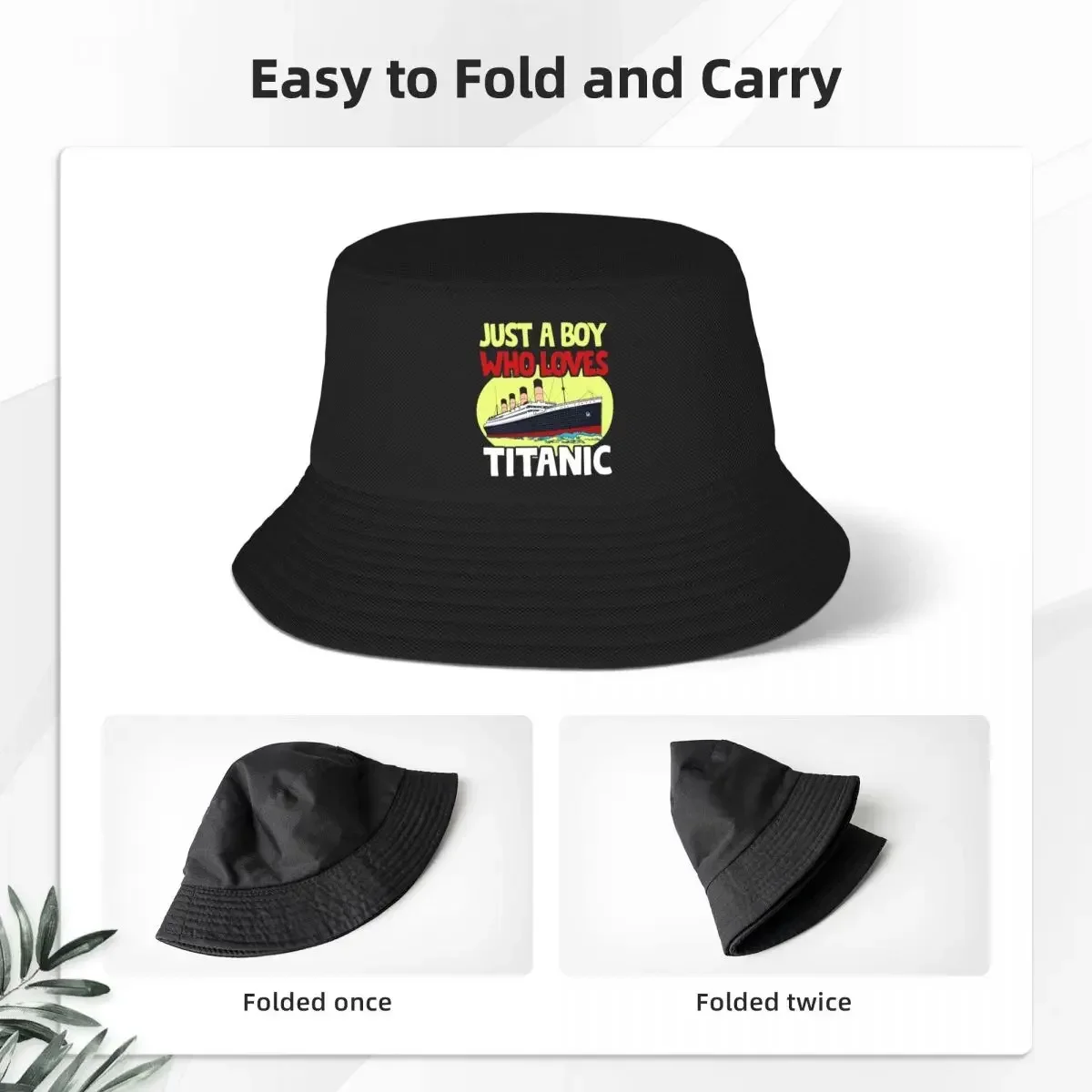 New Hip Hop Just A Boy Who Loves Titanic Bucket Hat For Unisex Packable Boys Gift Bob  Beach wear