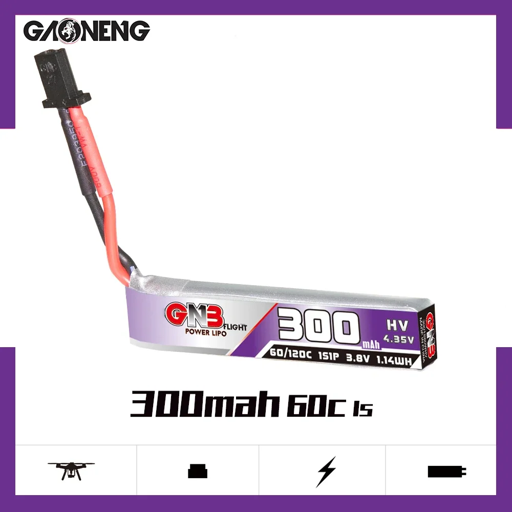 

GAONENG GNB 300mAh HV 1S 60C 120C 3,8 V Cabled GNB27 LiPo батарея BetaFPV Beta75 Happymodel Emax Tinyhawk Racing FPV Whoops