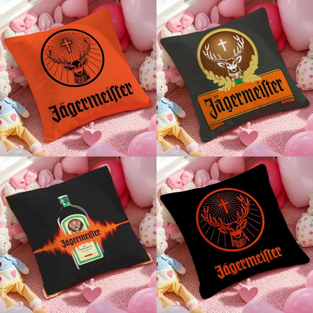 Funda de almohada de la marca de cerveza J-jagermeisters, funda de almohada suave y fácil de lavar, versátil para sofá, cama, viajes y oficina