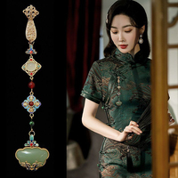 Women Chinese Style Cheongsam Qipao Lapel Hanging Tassel Pendant Vintage Brooch Elegant Style Hanfu Accessories