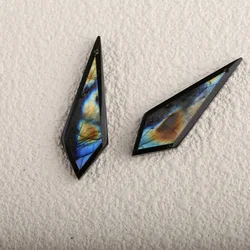 Handmade Jewelry Natural Labradorite Obsidian Intarsia Earring Bead,Fashion Jewelry Earrings For Women 41x12x4mm 7g