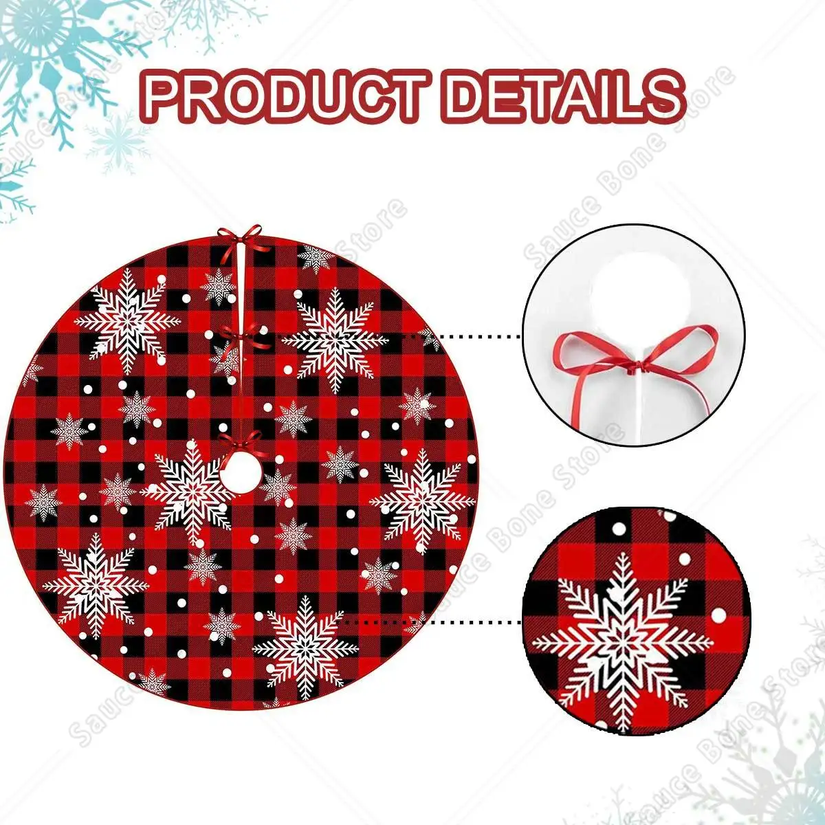 1pc Christmas Tree Skirt 36/48/60 Inches, Christmas Tree Skirts, Xmas Tree Skirt for Christmas Holiday Party Decorations.