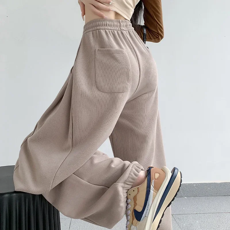 Winter Khaki Baggy Sweatpants For Women Oversized High Waisted Loose Beige Sports Pants Khaki Wide Leg Trausers For Women 2023