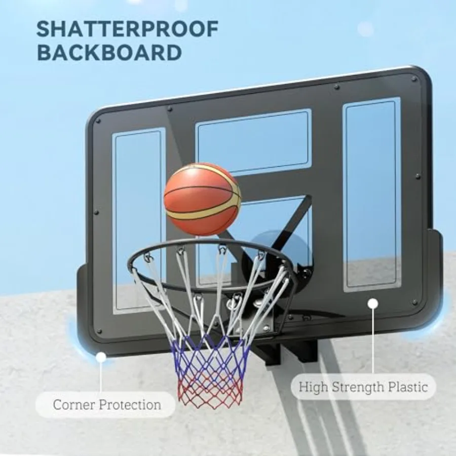 Wall Mounted Basketball Hoop for indoor gym use, polycarbonate backboard, black finish, shatterproof and adjustable height - view 4