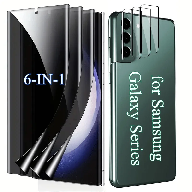 

6-in-1 3Pcs Privacy Hydrogel Films + 3Pcs Camera Lens Protectors for Samsung Galaxy S25 Ultra S24/S23 Ultra S22 Plus S20FE S21FE