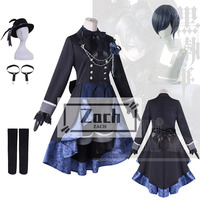 Anime Black Butler Ciel Phantomhive Cosplay Costume Hat Outfits Black Men's Daily Suits Clothings for Halloween Christmas Party