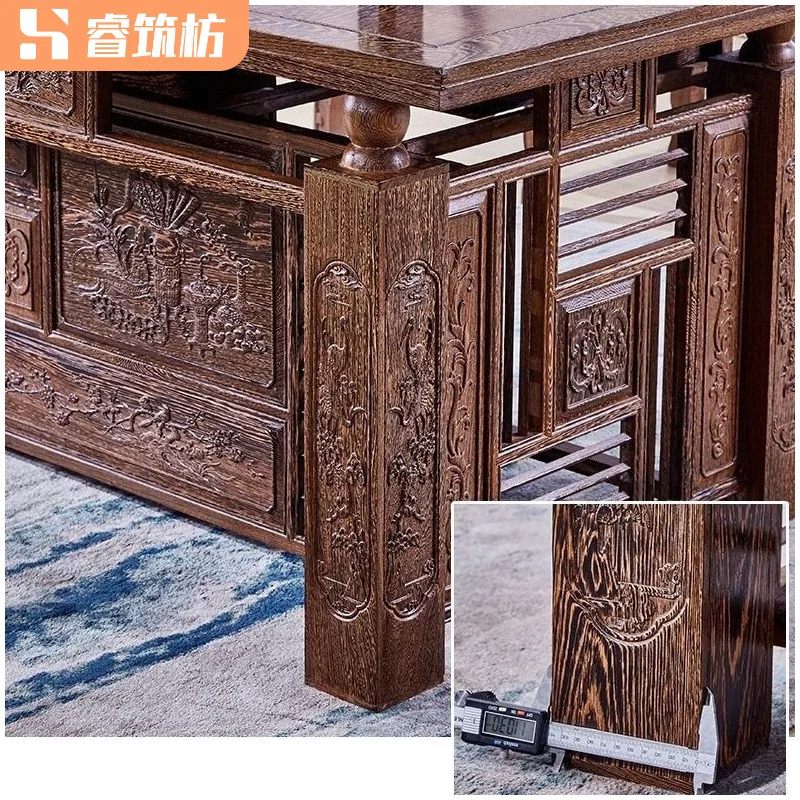 Tea table log office desk national standard mahogany kung fu tea table classical welcome tea table