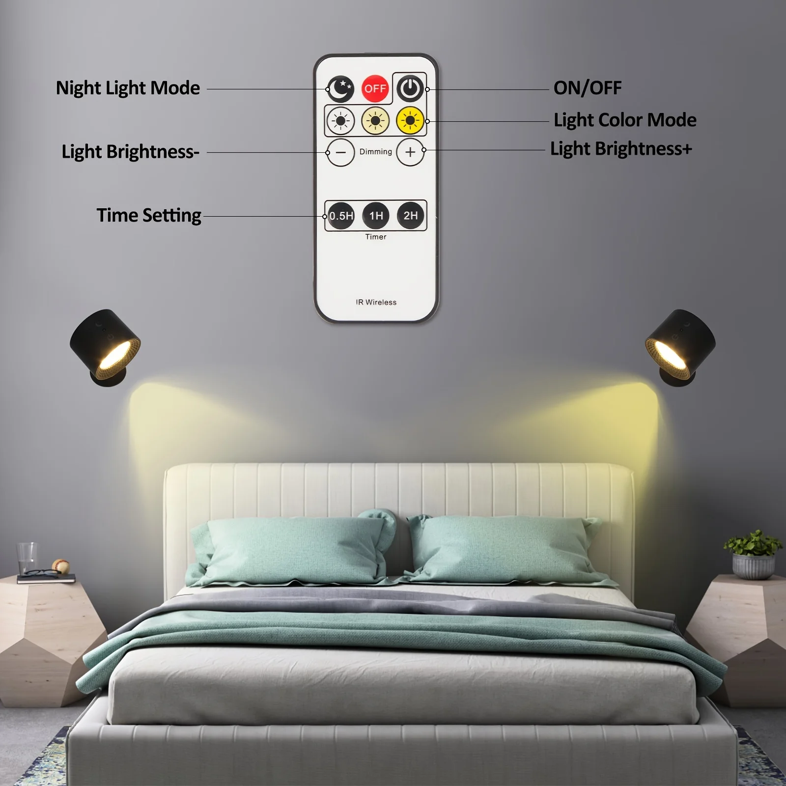 Magnetic Suction Swivel Detachable Touch Night Light, 3 Colors Adjustable (3000K-4500K-6500K), Built-in 2000mAh Lithium Battery