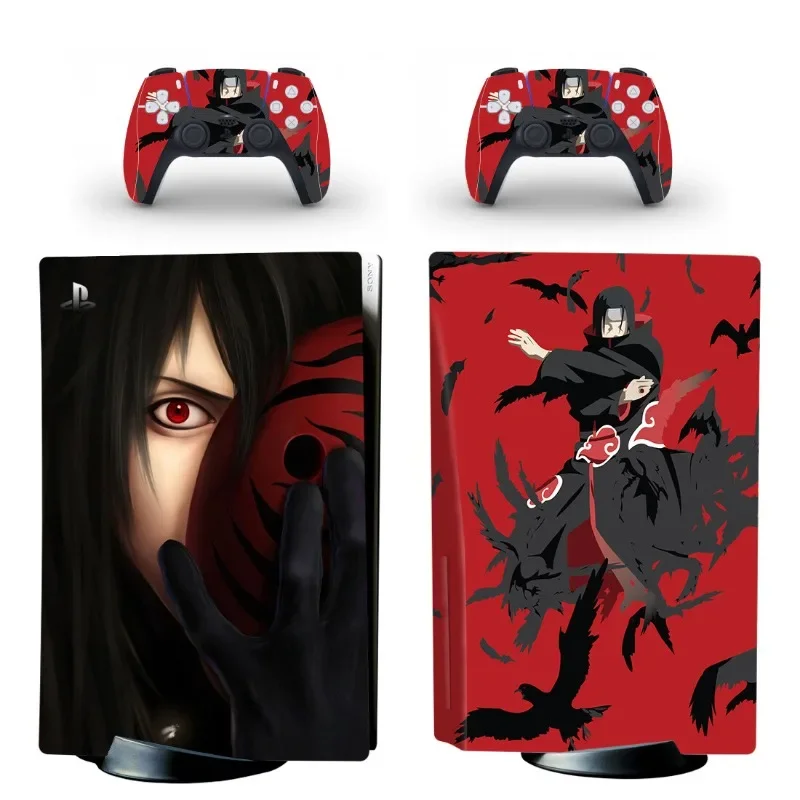 Naruto PS5 Disc Skin Sticker Decal Cover for PlayStation 5 with CD-ROM Drive Console Controllers Akatsuki Itachi Protective Film