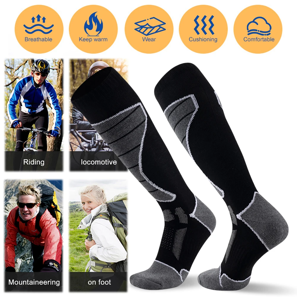 1 Pair Ski Socks Thick Winter Thermal Socks Knee High Hiking Socks Sports Socks for Men Women Skiing Snowboarding Hiking Outdoor