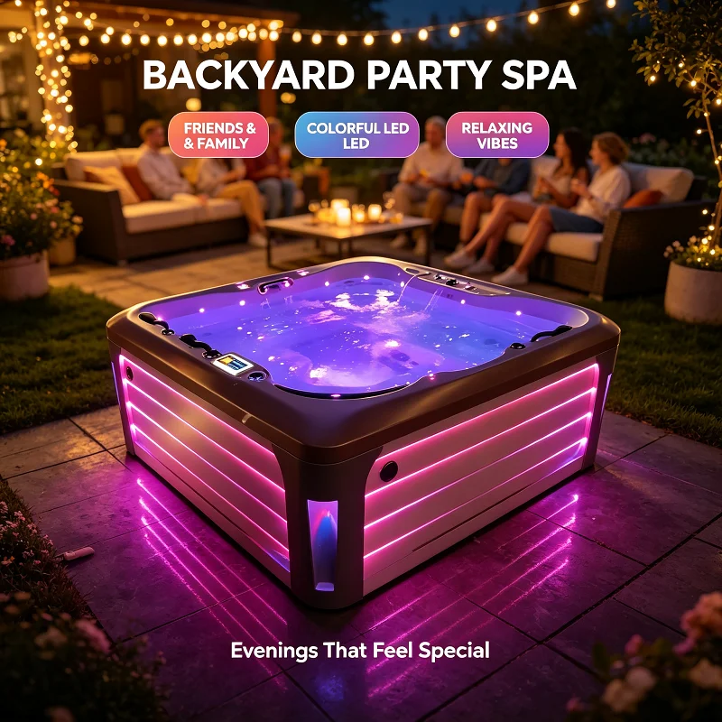 Inflatable Spa Pool for Outdoor Use, Portable Hot Bubble Bath with 130 Massage Jets, Heated Air Blower for Yard Deck