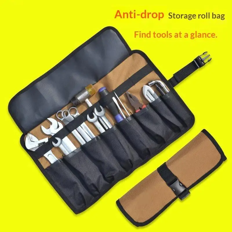 Wrench Tool Storage Bag Oxford Cloth Foldable Roll Portable Pouch for Home Garage Outdoor Repair Work