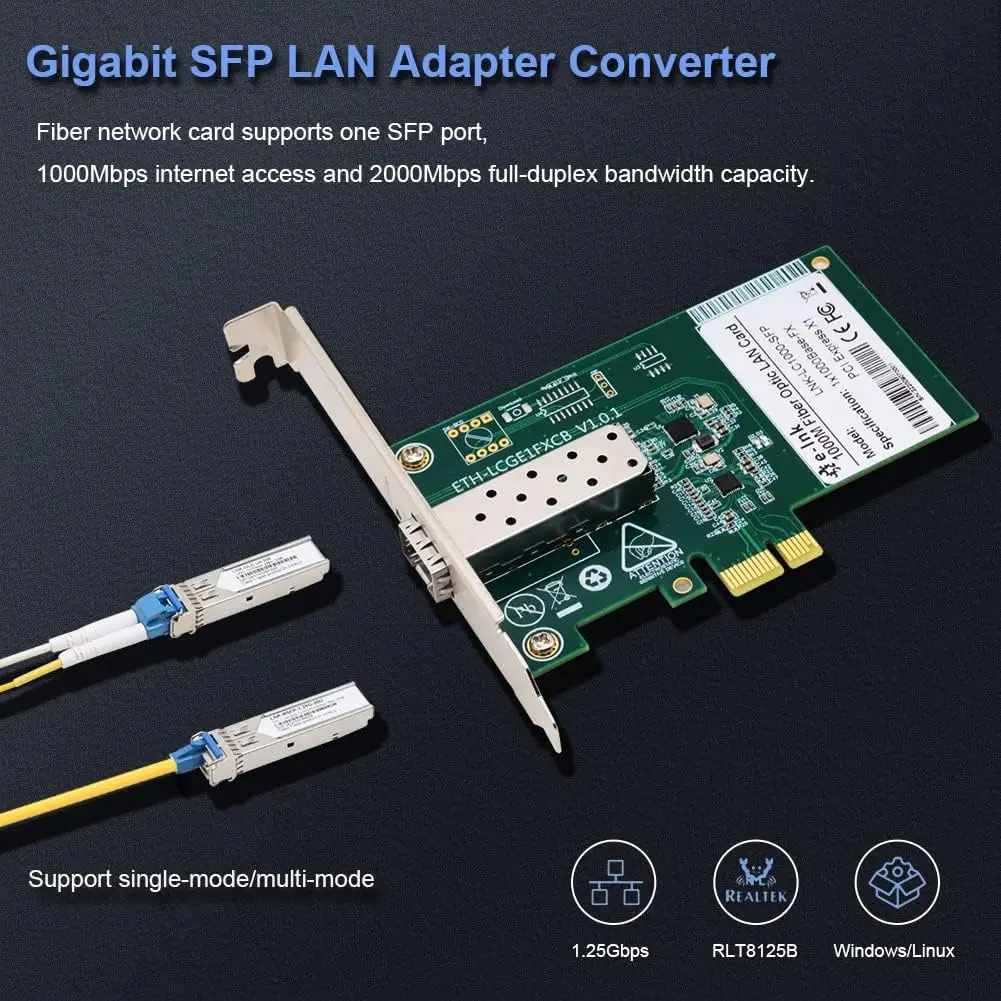 بطاقة شبكة جيجابت إيثرنت PCI Express PCI-E 10/100/1000 ميجابت في الثانية محول محول SFP LAN، محول PCI Express LAN يدعم الفوز #4