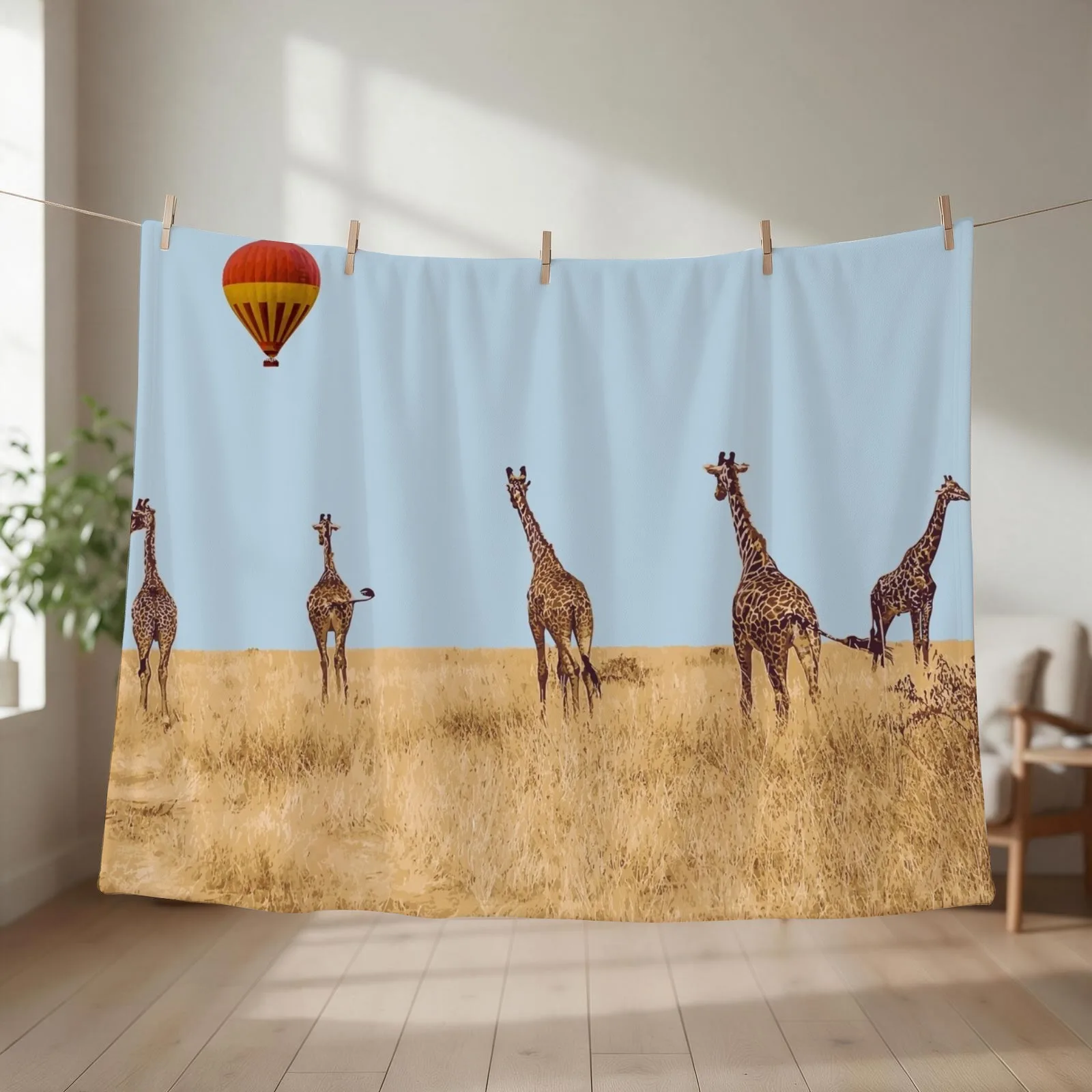 Maasai Mara National Park, Kenya Illustration Artwork Throw Blanket
