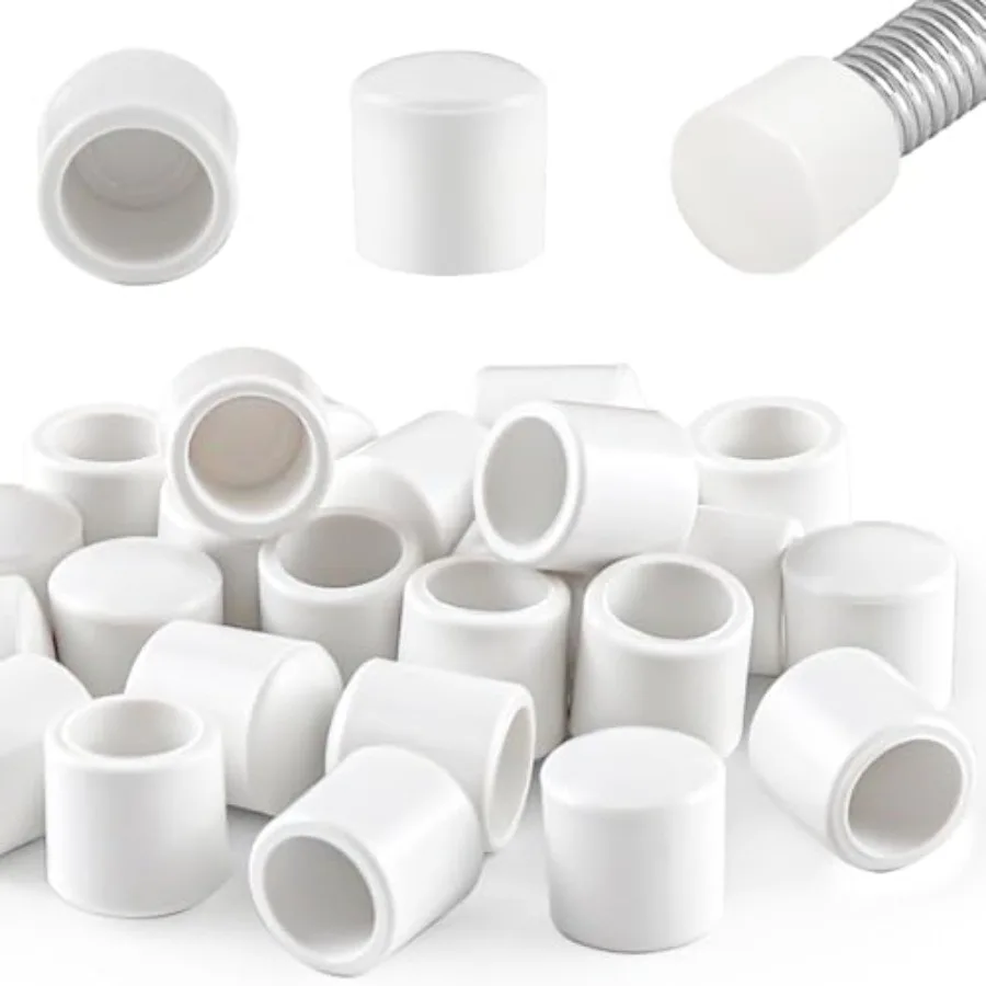 

25 Pack Door Stop Tips and Caps 0.39" White Rubber Door Stop Replacement - Universal Door Stopper Rubber Tip, Bumper Spring/Hin