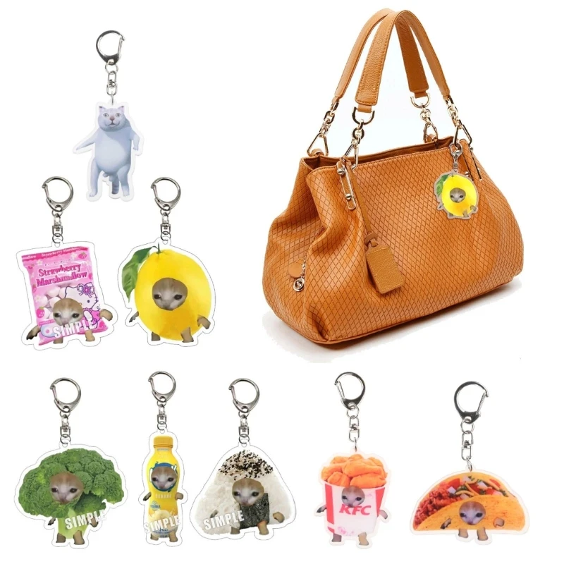 New Funny and Metal Keychains for Men Women Bag Charm Acrylic Lemon Backpack Ornament Student