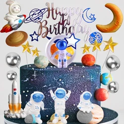 Outer Space Birthday Party Decorations Galaxy Rocket Astronaut Cake Topper For Kids Baby Shower Favors Spaceman Decors Supplies