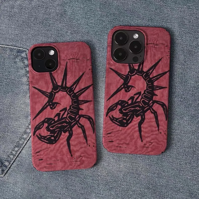 

Red Background Black Scorpion Art Case for IPHONE 17 16 ProMax 15 14 Plus 13 12 MINI 11 PRO 16Plus XR XS MAX Acrylic Phone Cover