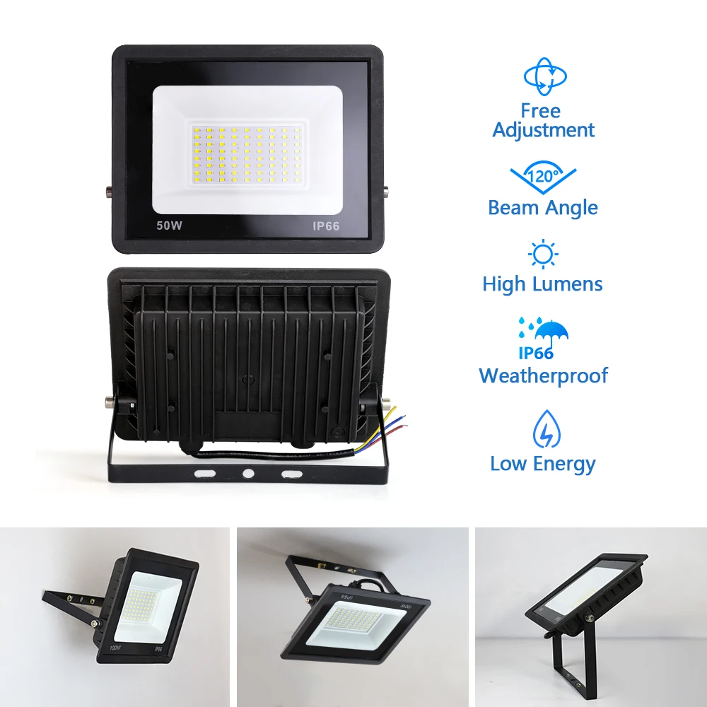 Proyector de luz LED para exteriores, reflector de pared impermeable IP66, 20W, 30W, 50W, 100W, 200W, AC220V