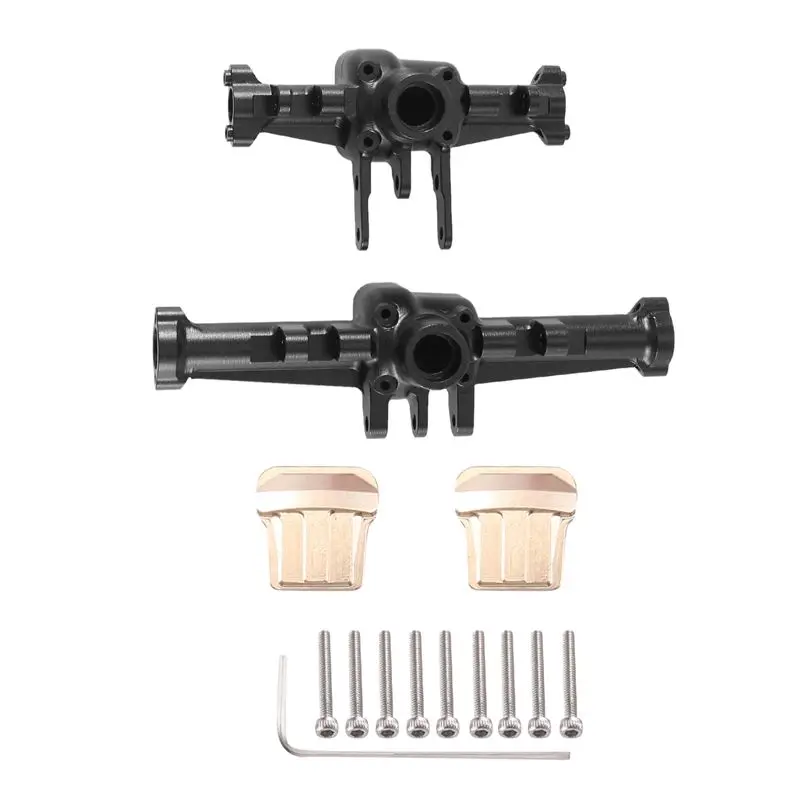 

ABJA-2Pcs Metal Front And Rear Axle Housing With Brass Axle Cover For Traxxas TRX4M 1/18 RC Crawler Car Upgrade Parts