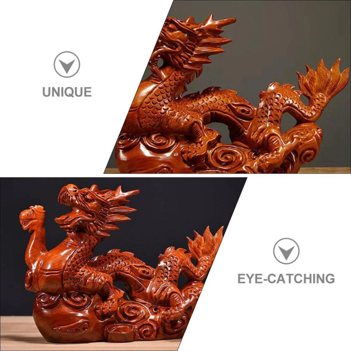 A96Q-Chinese Dragon Statue 2024 Chinese Zodiac Dragon Figurine Mini Chinese Dragon Statue Figurine Zodiac Black