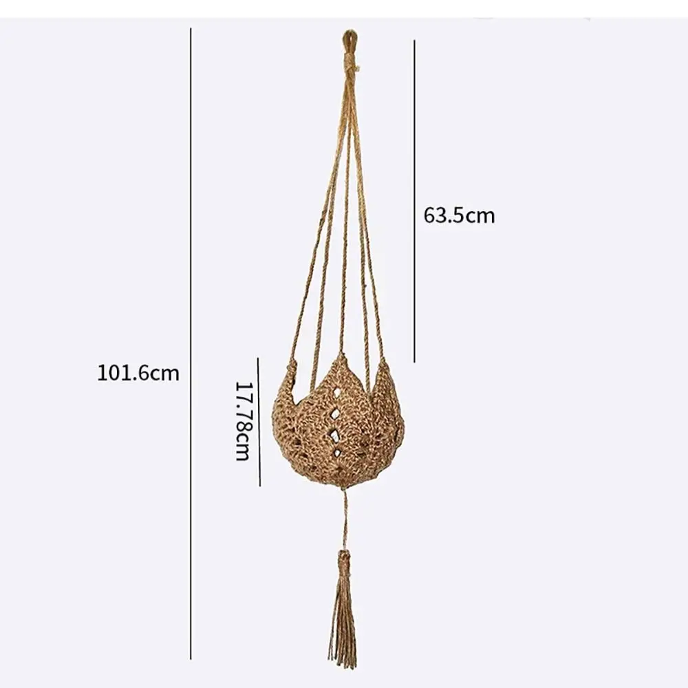 Hangable Flax Plant Hanger Brown/White 40 Inch Cotton Rope Home Hanging Basket Woven Garden Pot Net Home