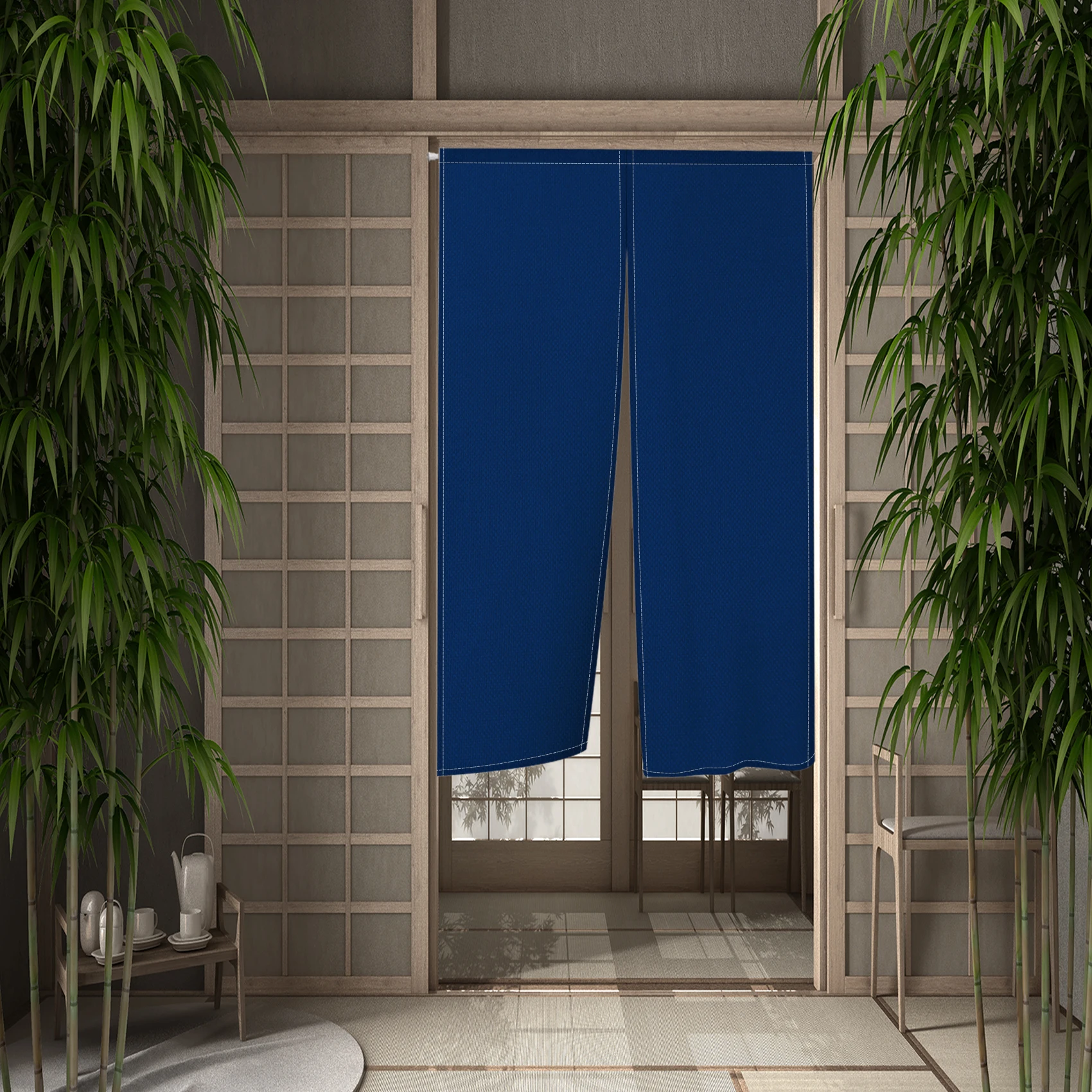Modern Solid Color Gradient Japanese Door Curtain for Kitchen Bedroom Doorway Decor Drapes Entrance Partition Hanging Curtain