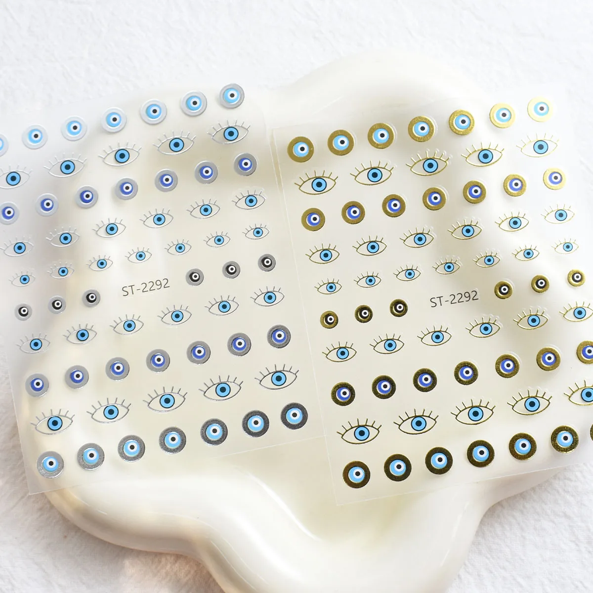 3/6/12 feuilles d'autocollants pour nail art mauvais œil or argent – autocollants auto-adhésifs métalliques mystique lune étoile serpent pour manucure à faire soi-même