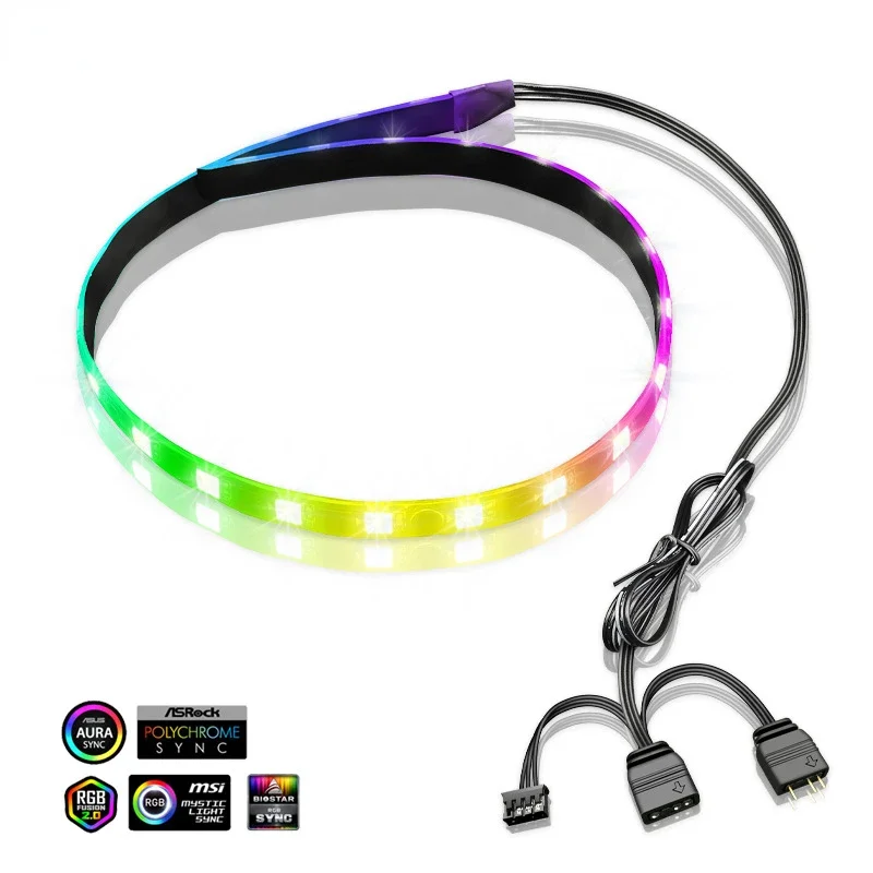 Taśmy LED RGB do dekoracji obudowy komputera 40cm Magnetyczny elastyczny pasek świetlny 5V ARGB AURA SYNC MOD Desktop PC Gamer