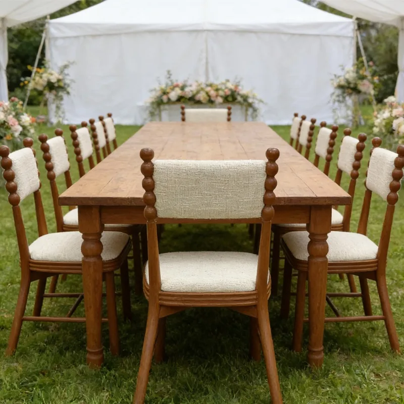 American luxury wooden stackable backrest linen chair, suitable for parties and weddings