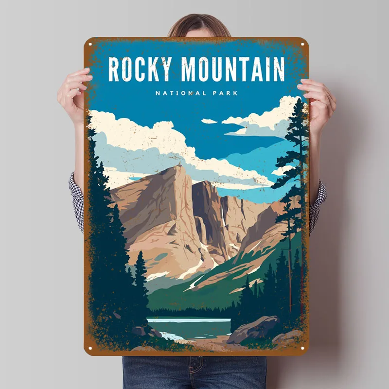 

Rocky Mountain Natl Park Знак Ретро Плакат Украшение Сада Гостиная Пользовательские Металлические Оловянные Вывески для Настенного Художественного Украшения Декор