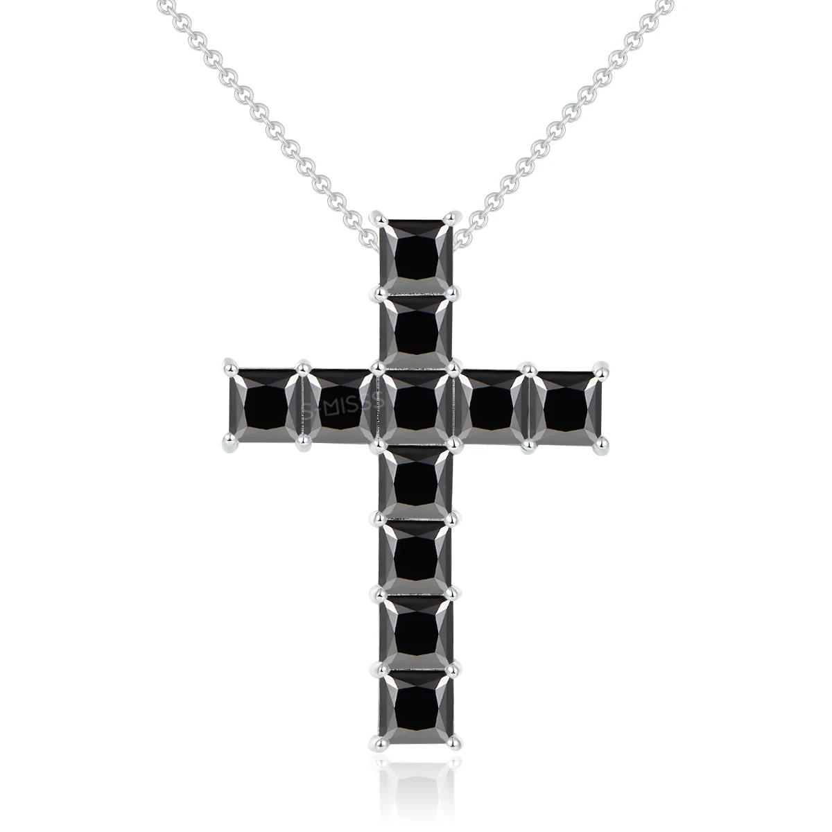 

5.5mm Total 11.0ct Cross Pendant Black Moissanite Ladies Necklace Sterling Silver 925 Sparkling Diamonds Mother's Day Gift