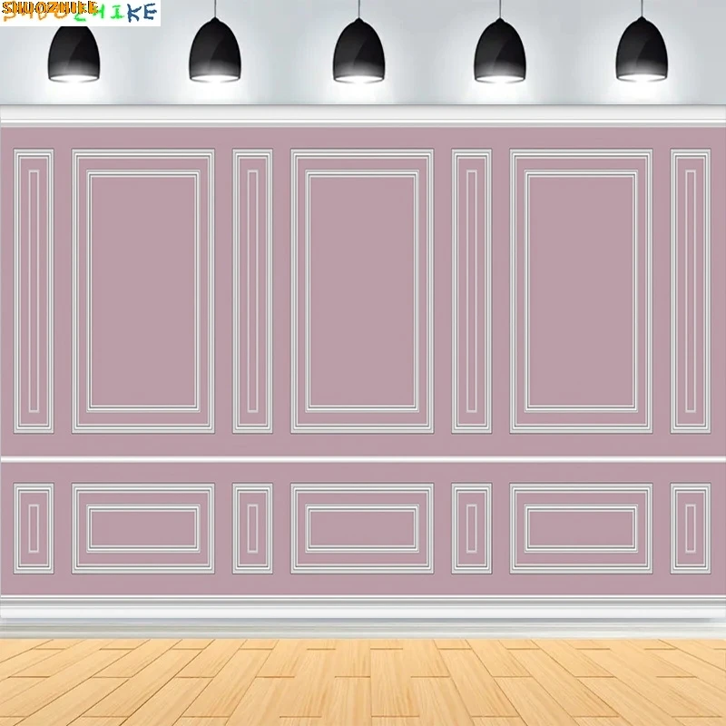 

Luxury Classic Interior Wall With Mouldings Photography Backdrops European Vintage Wood Wedding Photo Studio Background HN-01