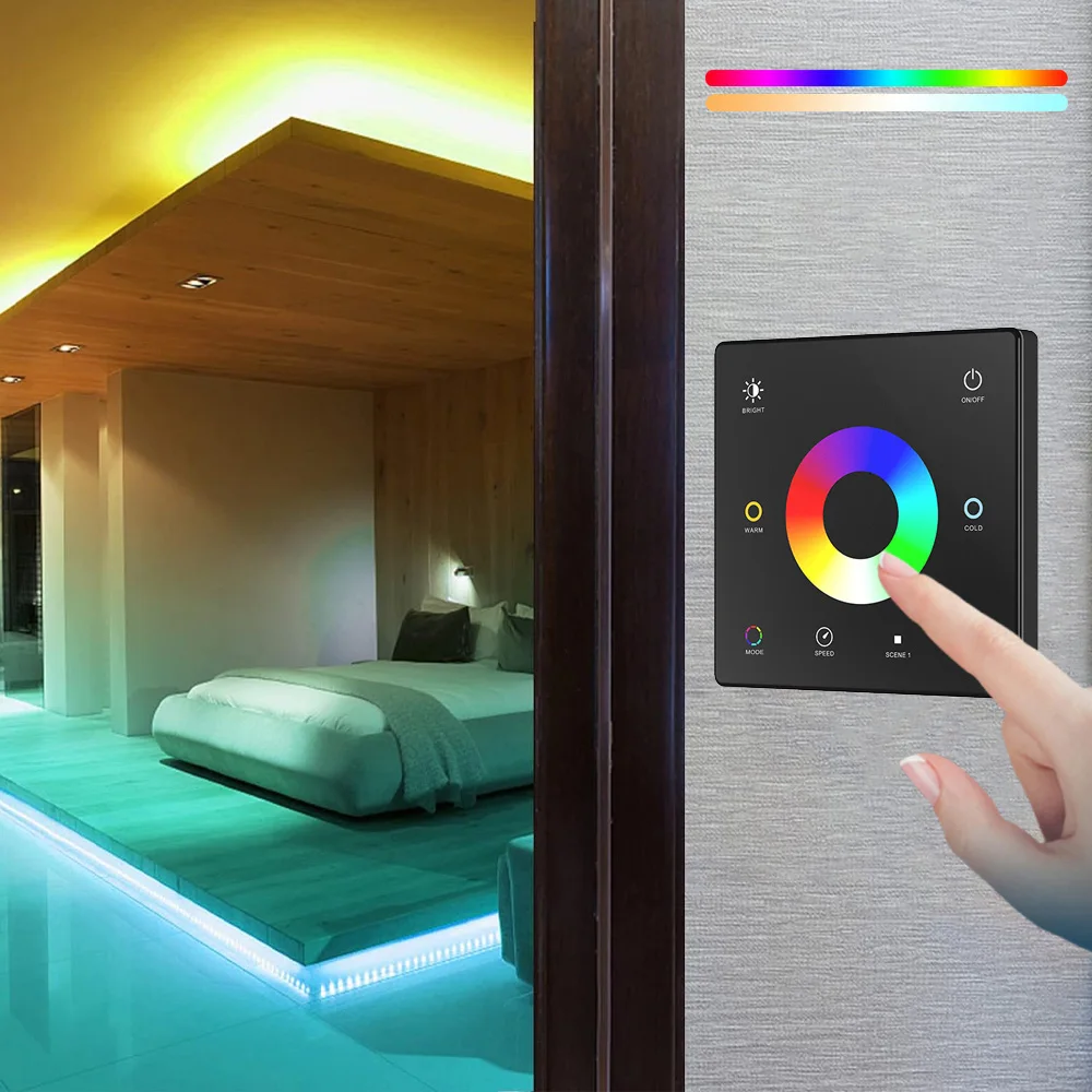 ไฟ LED แบบเส้น RGB+CCT ขนาด 5 ม. 10 ม. 20 ม. 24V 5050 สีสันสดใส+ขาวคู่ ปรับความสว่างได้ ใช้ตกแต่งห้อง งานปาร์ตี้ พร้อมรีโมทควบคุมแบบสัมผัส 2.4G RF