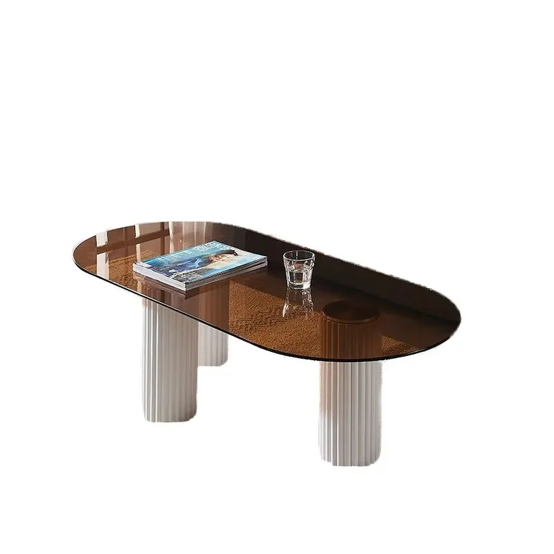 

#@Light Luxury Italian Living Room Home Coffee Table Simple Modern Tea Table Creative Round Combination Glass Tea Table