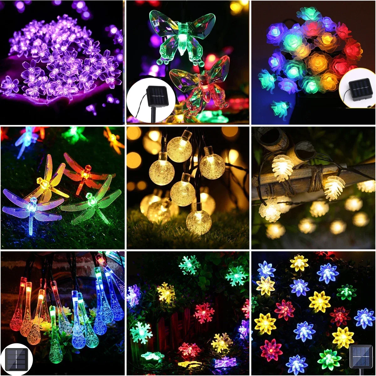 5-12M kryształowa kula kwiatowa lampa słoneczna moc LED String Fairy led Lights girlandy słoneczne ogród świąteczny wystrój na zewnątrz